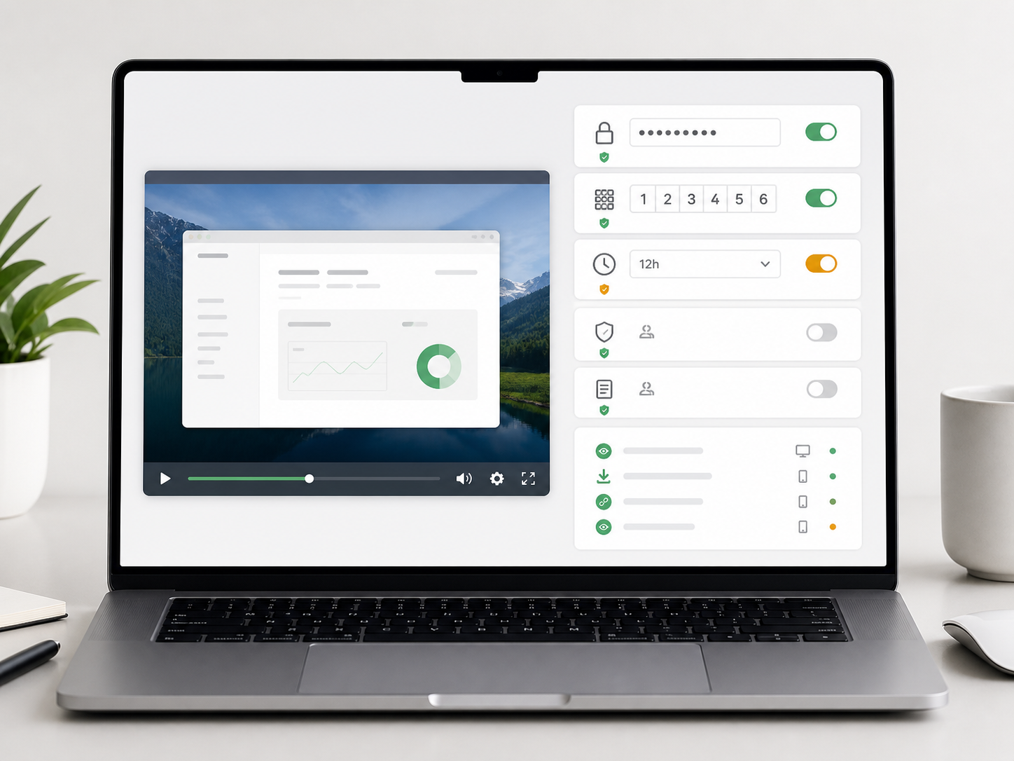 dx Capture secure sharing settings for password, PIN, and timed access